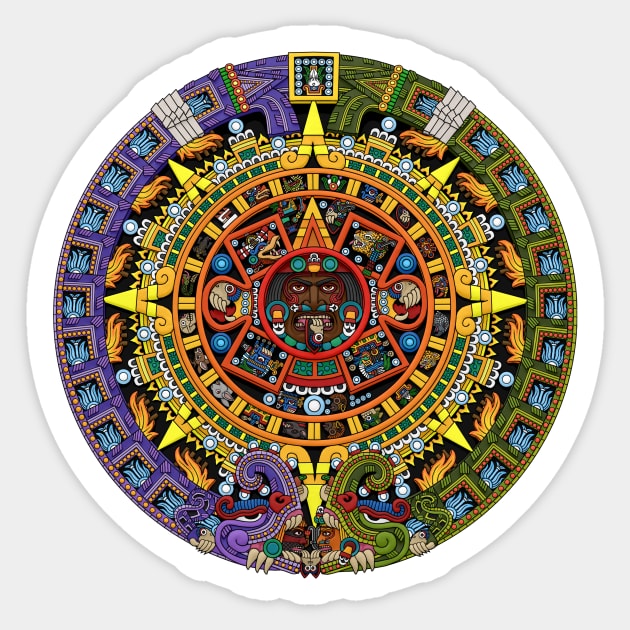 Aztec Sun Stone Calendar Full-Color Sticker by Ninjangulo